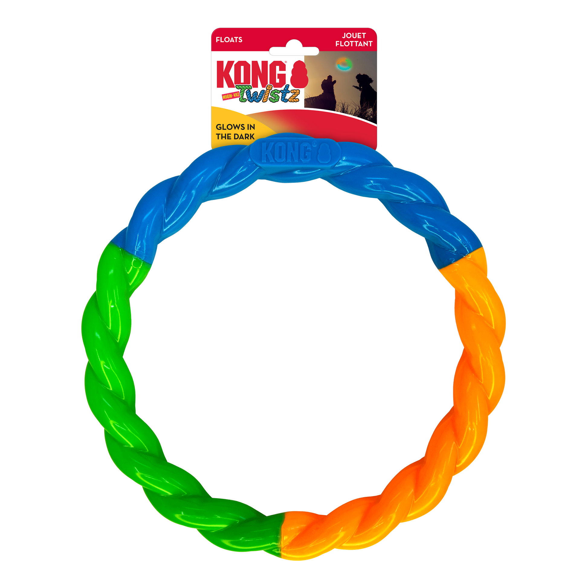 KONG Twistz High-Viz Ring Dog Toy Assorted Color Large 035585529257