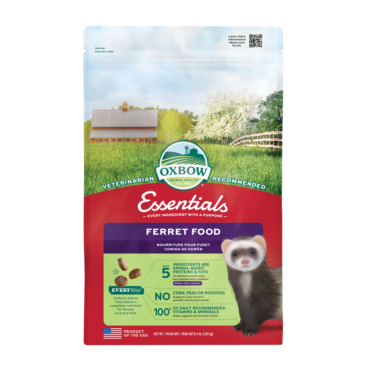 Oxbow Animal Health Essentials Ferret Food 4 lb 744845968339