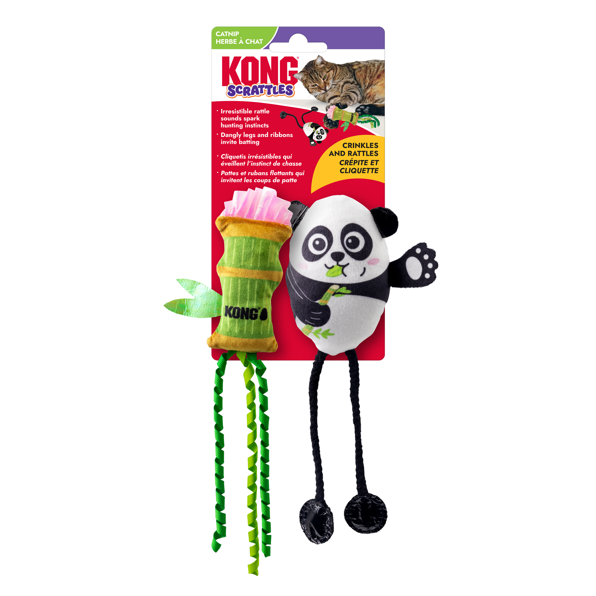 KONG Scrattles Cat Toy Panda 2 pk 035585534015