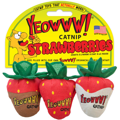Yeowww! Strawberry Catnip Cat Toy Multi 3 pk 812402001208