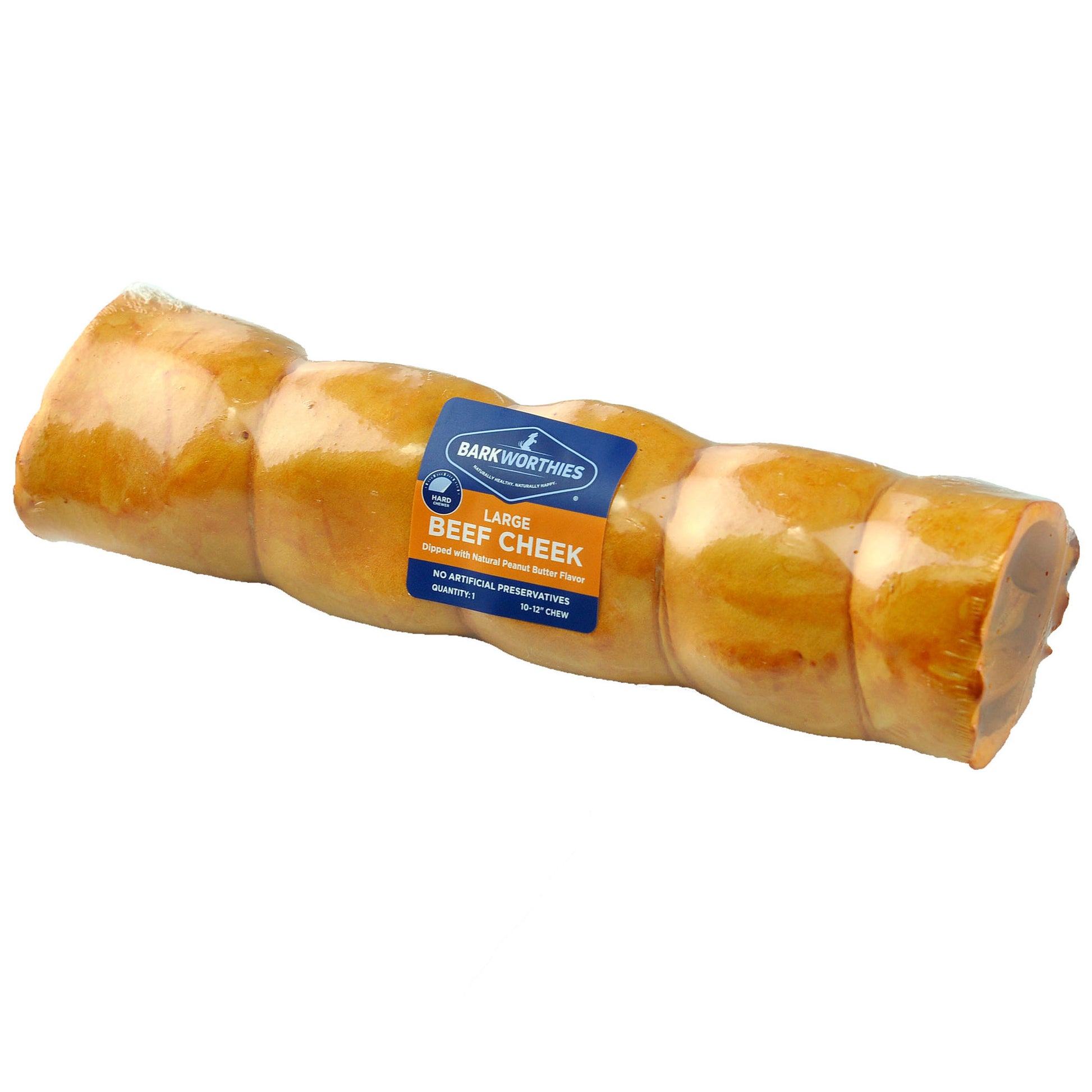 Barkworthies Beef Cheek Roll Dipped in Peanut Butter Dog Treat Large 840139122958