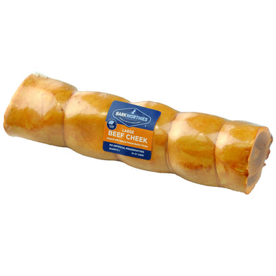 Barkworthies Beef Cheek Roll Dipped in Peanut Butter Dog Treat Large 840139122958