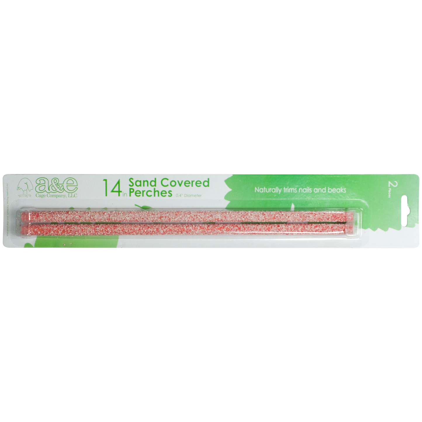 A & E Cages Sand Coated Wooden Replacement Bird Perch 2 pk, 14 in 644472008395