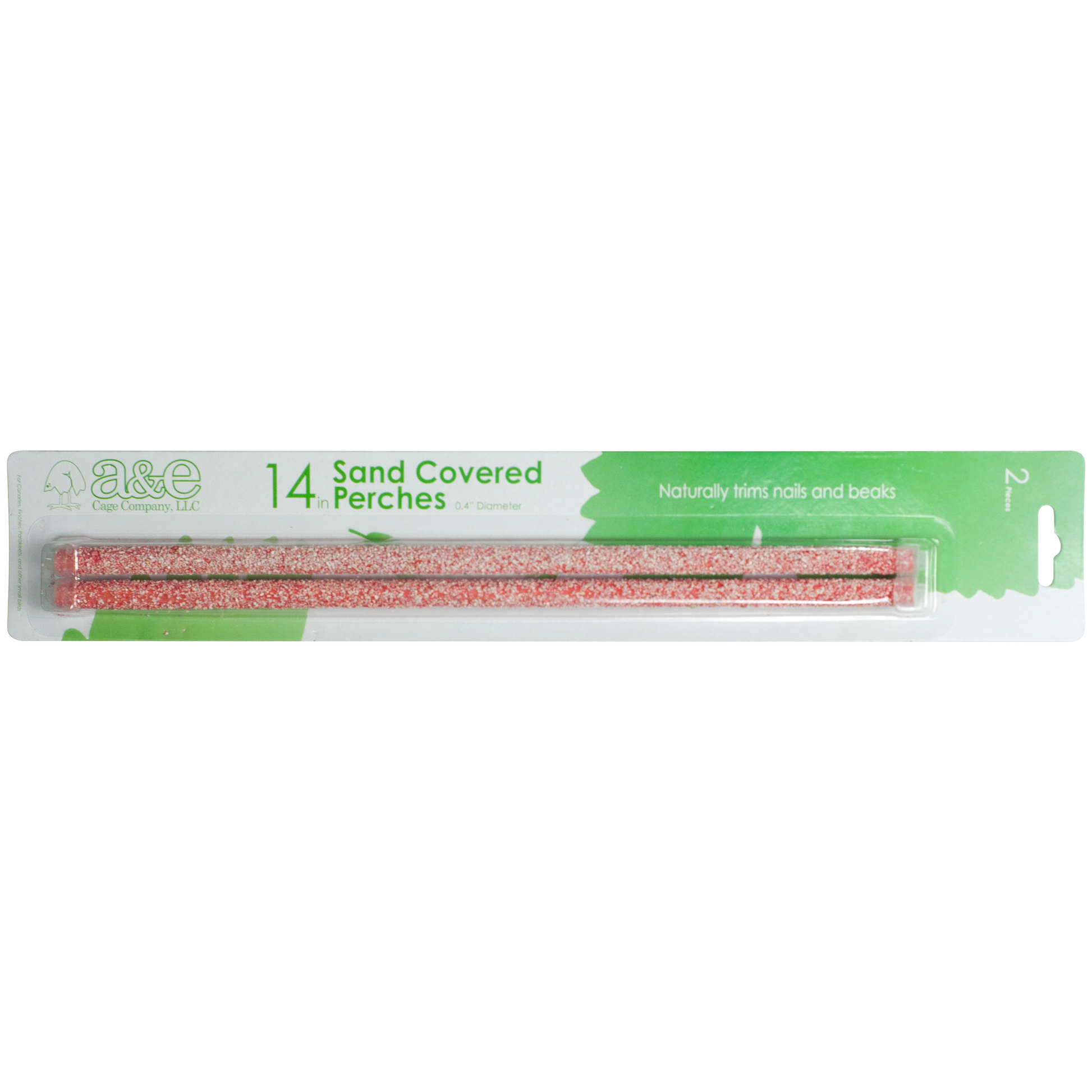 A & E Cages Sand Coated Wooden Replacement Bird Perch 2 pk, 14 in 644472008395