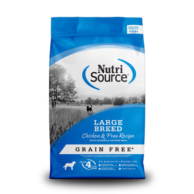 NutriSource Large Breed Grain Free Dry Dog Food Chicken & Peas 26 lb 073893293019