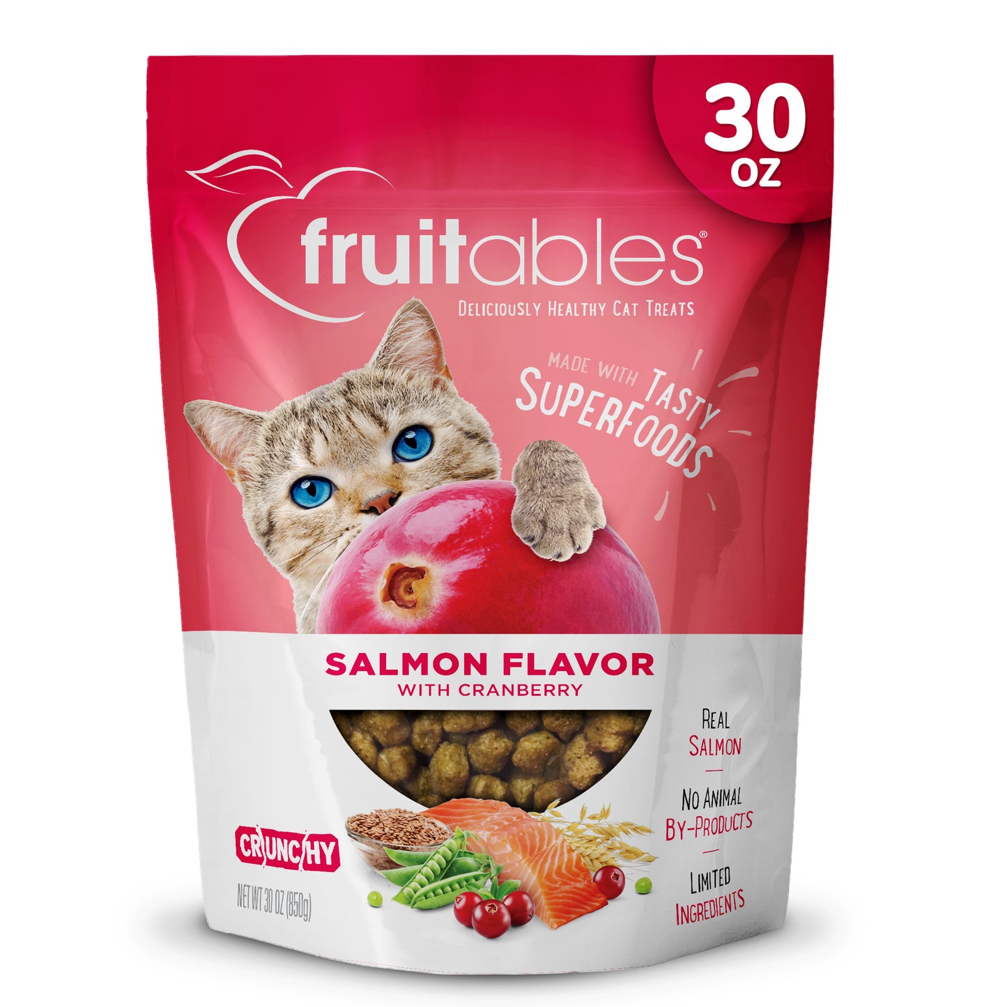 Fruitables Limited Ingredient Crunchy Cat Treats Salmon w/Cranberry 30 oz 686960001051