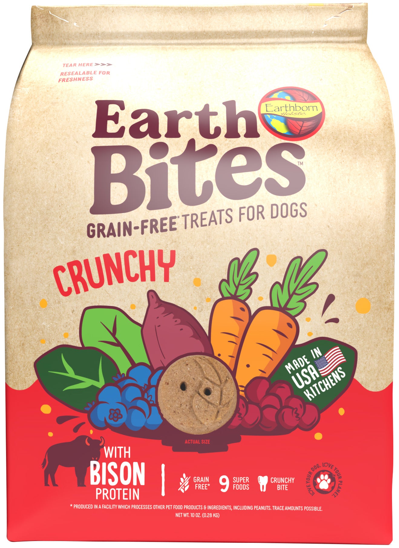 Earthborn Holistic EarthBites Crunchy Dog Treats Bison & Pumpkin 10 oz 034846723663