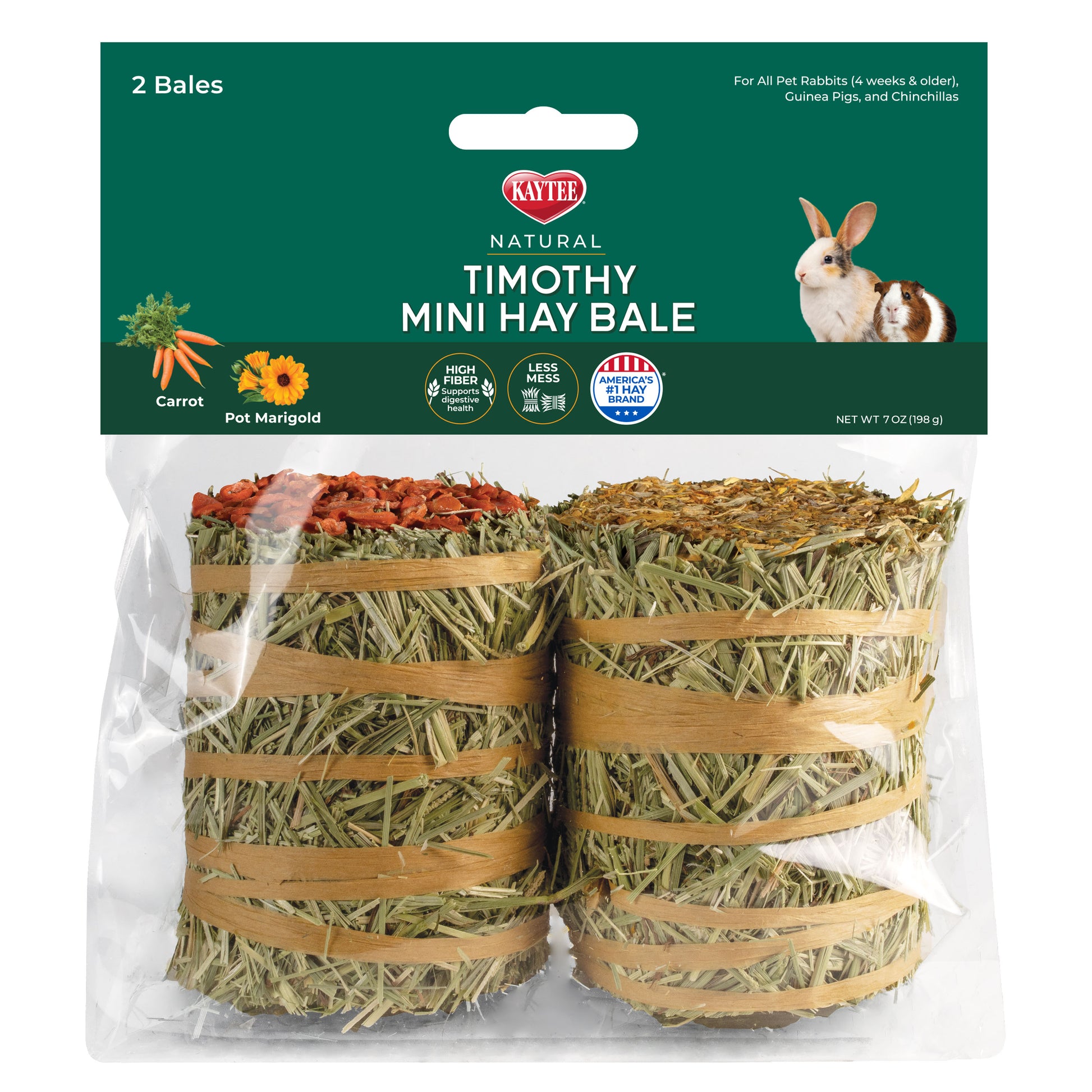 Kaytee Mini Hay Bales, Carrot and Marigold 2 Pack 7 oz 071859005935