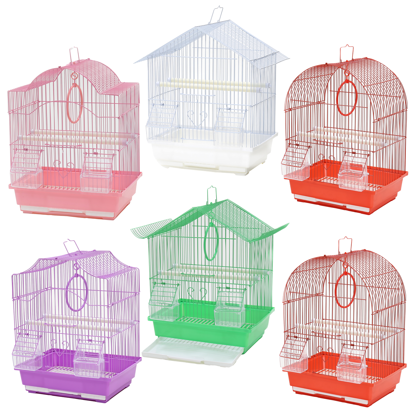 A & E Cages Happy Beaks Bird Cage Variety Pack Assorted Color 6ea/12In X 9In X 16 in, 6 pk 644472014600