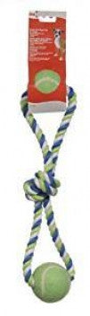 Hagen Dogit Striped Tugrope With Tennis Balls 18 in 72393 - Dog