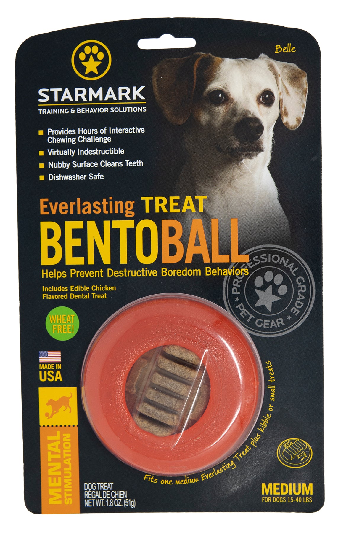 Starmark Everlasting Treat Bento Ball Dog Chew Toy Medium 873199001291