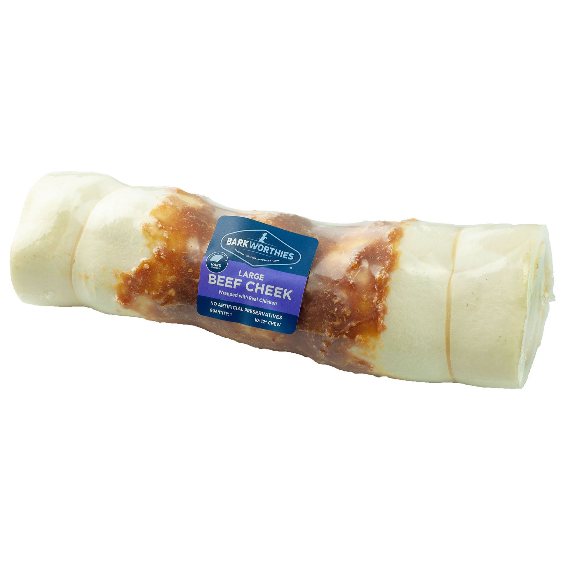 Barkworthies Beef Cheek Roll Wrapped w/ Chicken Dog Treat Large 840139122934