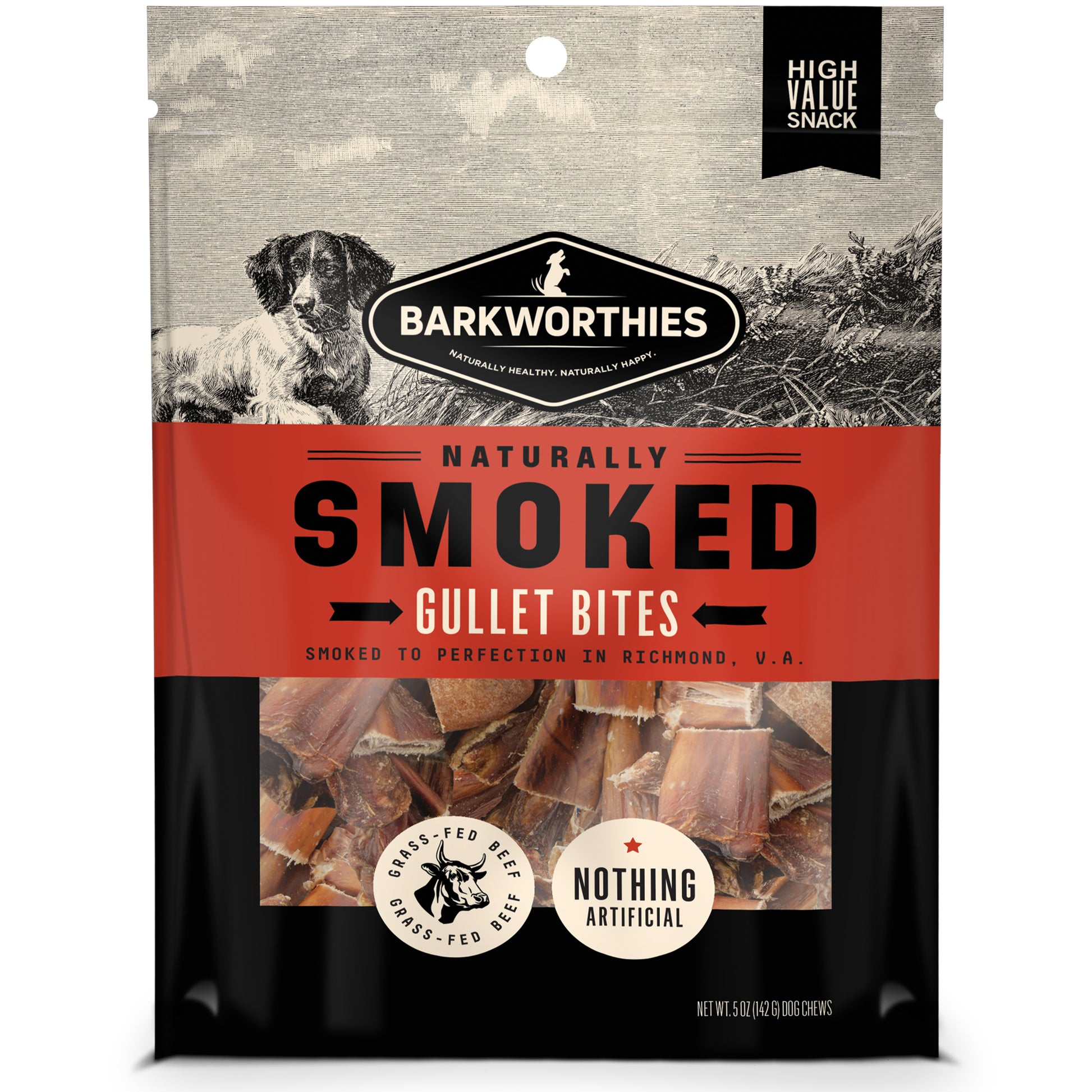 Barkworthies Smoked Gullet Bites Dog Treat 5 oz 840139131653
