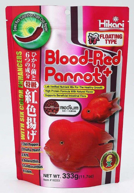 Hikari Blood - Red Parrot + Floating Fish Food 11.7oz MD - Aquarium