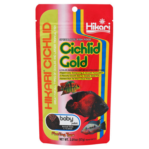 Hikari Cichlid Gold Baby Pellets Fish Food 2 oz - Aquarium