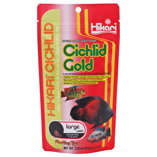 Hikari Cichlid Gold Pellets Fish Food 2oz LG - Aquarium