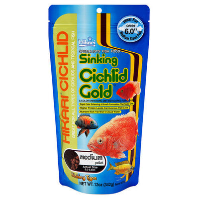 Hikari Cichlid Gold Sinking Pellets Fish Food 12oz MD - Aquarium