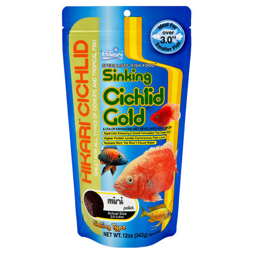 Hikari Cichlid Gold Sinking Pellets Fish Food 12oz Mini - Aquarium