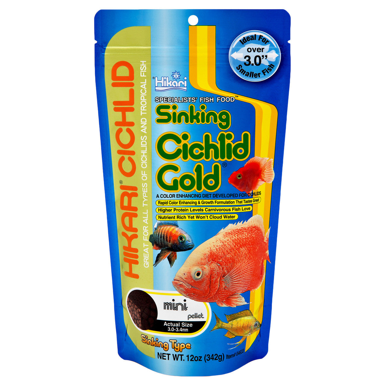 Hikari Cichlid Gold Sinking Pellets Fish Food 12oz Mini