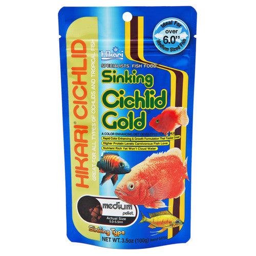 Hikari Cichlid Gold Sinking Pellets Fish Food 3.5oz MD - Aquarium