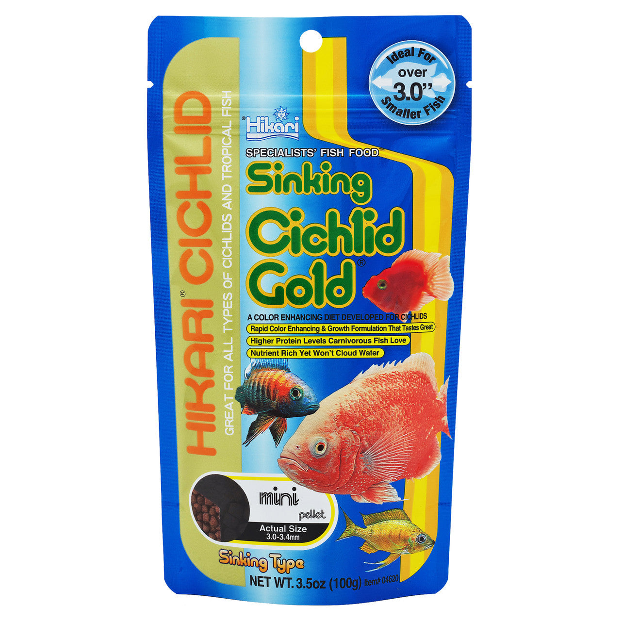 Hikari Cichlid Gold Sinking Pellets Fish Food 3.5oz Mini