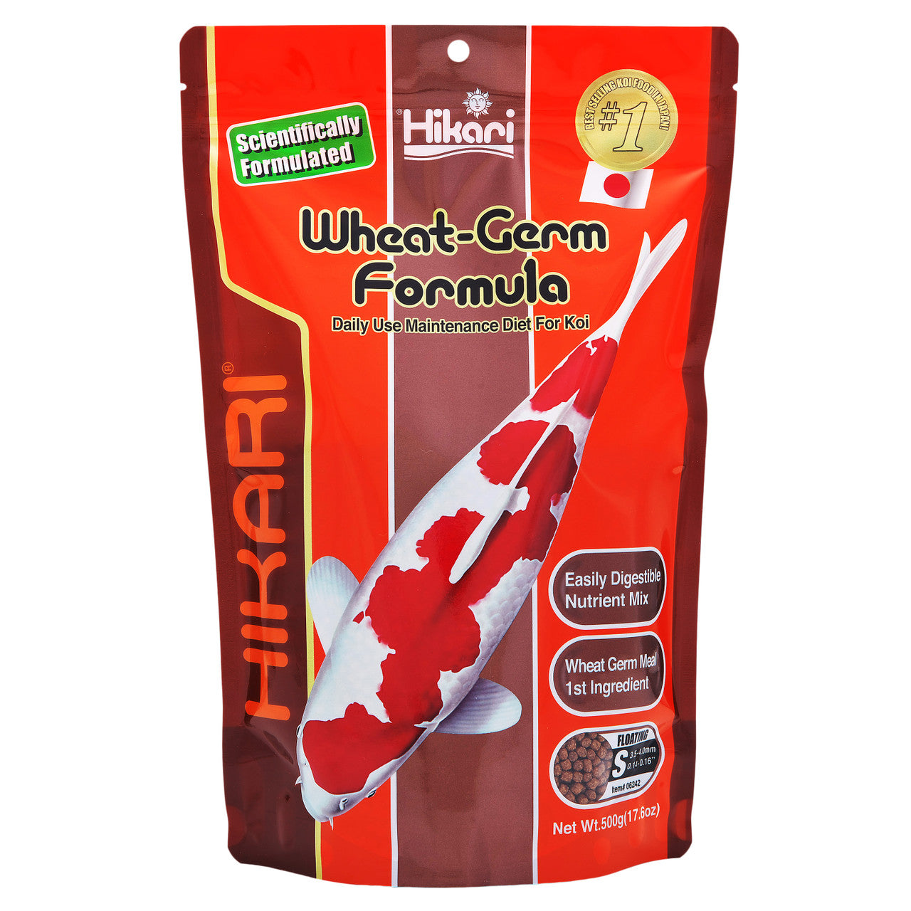 Hikari Wheat-Germ Floating Pellet Fish Food for Koi, Goldfish and Other Pond Fishes 17.6oz Mini