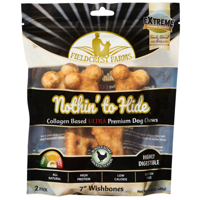 Fieldcrest Farms Nothin' To Hide Ultra Wishbone Dog Treat Chicken 7 in, 2 pk 810002633171