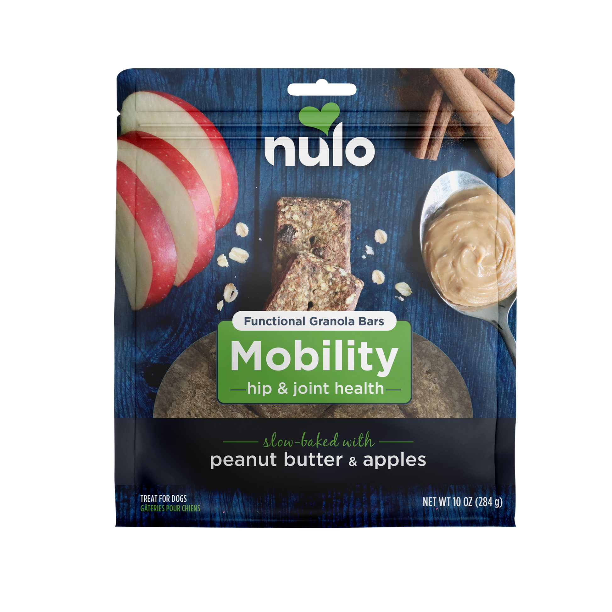 Nulo Functional Granola Bar Mobility Hip & Joint Health Dog Treats Peanut Butter & Apples 10 oz 811939027927