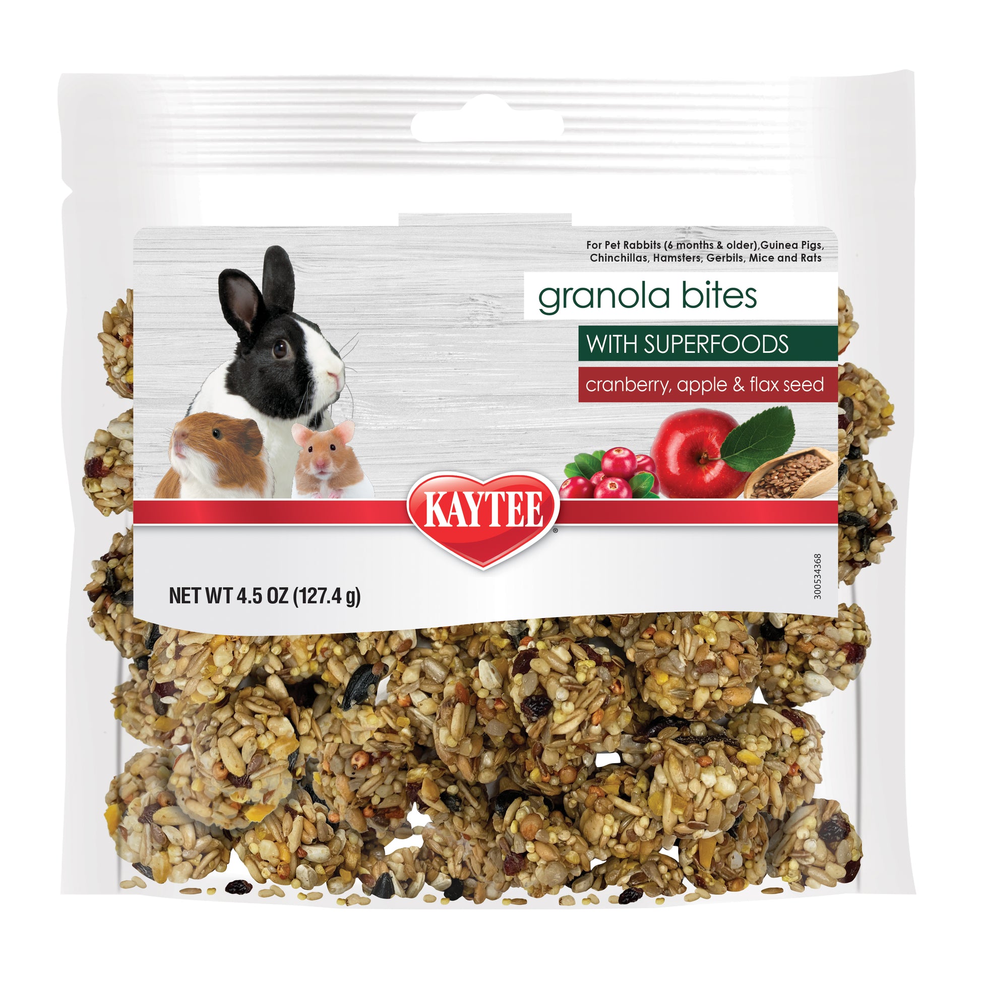 Kaytee Granola Bites with Superfoods Cranberry, Apple and Flax 4.5 oz 071859006697
