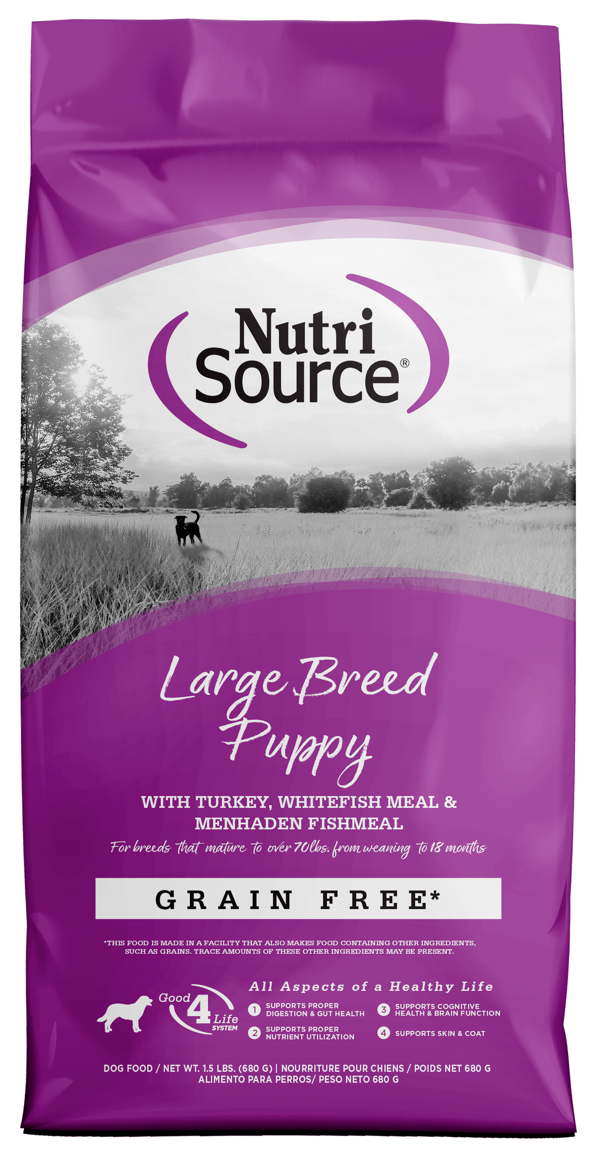 NutriSource Large Breed Puppy Grain Free Dry Dog Food Turkey, Whitefis ...