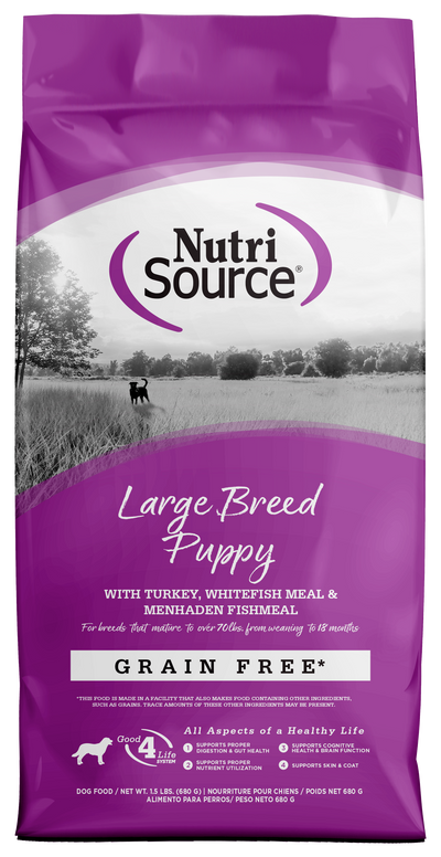 NutriSource Large Breed Puppy Grain Free Dry Dog Food Turkey, Whitefish Meal & Menhaden Fish Meal 1.5 lb 073893299691
