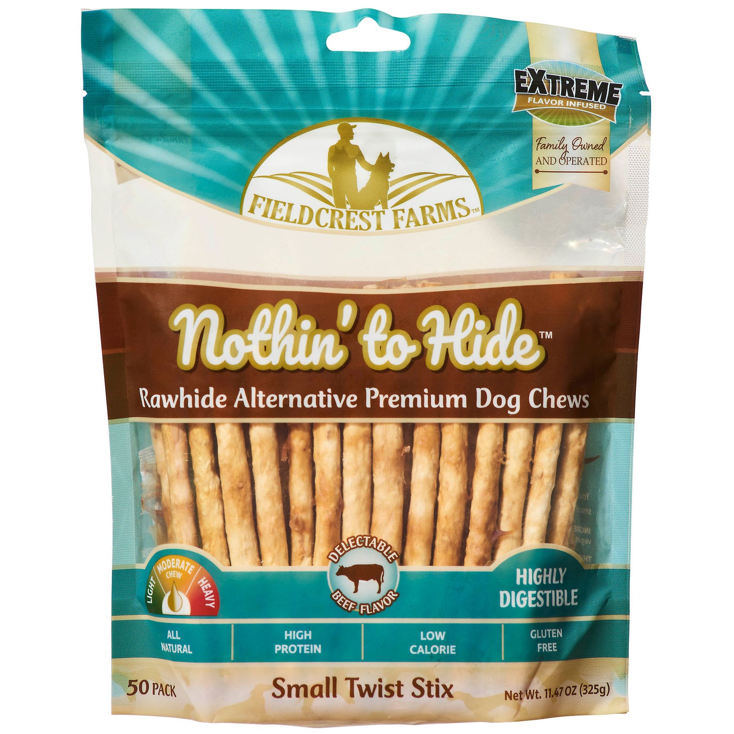 Fieldcrest Farms Nothin' To Hide Twist Stix Dog Treat Beef 50 pk 810002633300