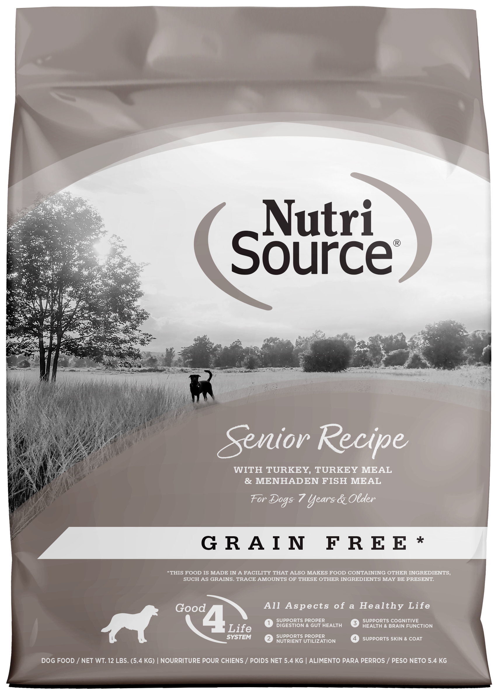 NutriSource Senior Grain Free Dry Dog Food Turkey 12 lb 073893299578