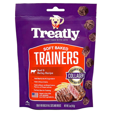 Treatly Soft Baked Trainers Dog Treats Beef & Barley 5 oz 094983004100