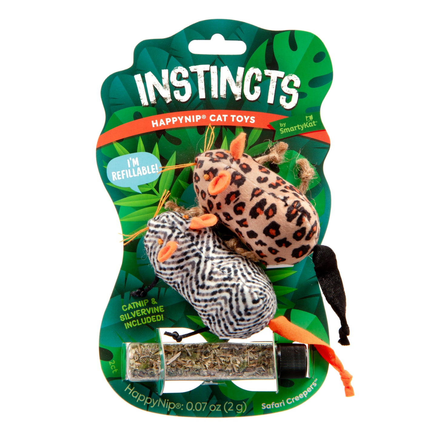 SmartyKat Safari Creepers Refillable Plush Rat Cat Toys with Catnip 2 pk 786306322182