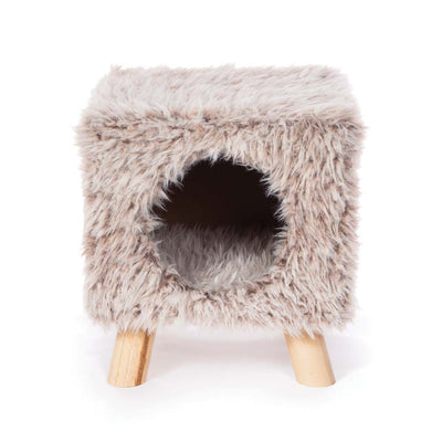 Prevue Pet Products Cozy Cube Plush Cat Furniture Frost Tan 12 in 048081073803