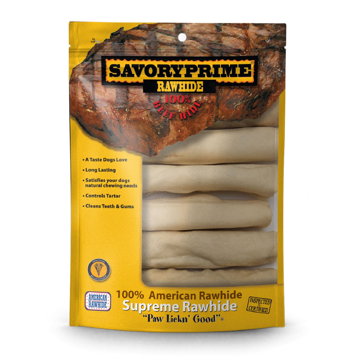 Savory Prime Supreme Rawhide Retriever Roll Natural 6 in, 6 pk 810359009902