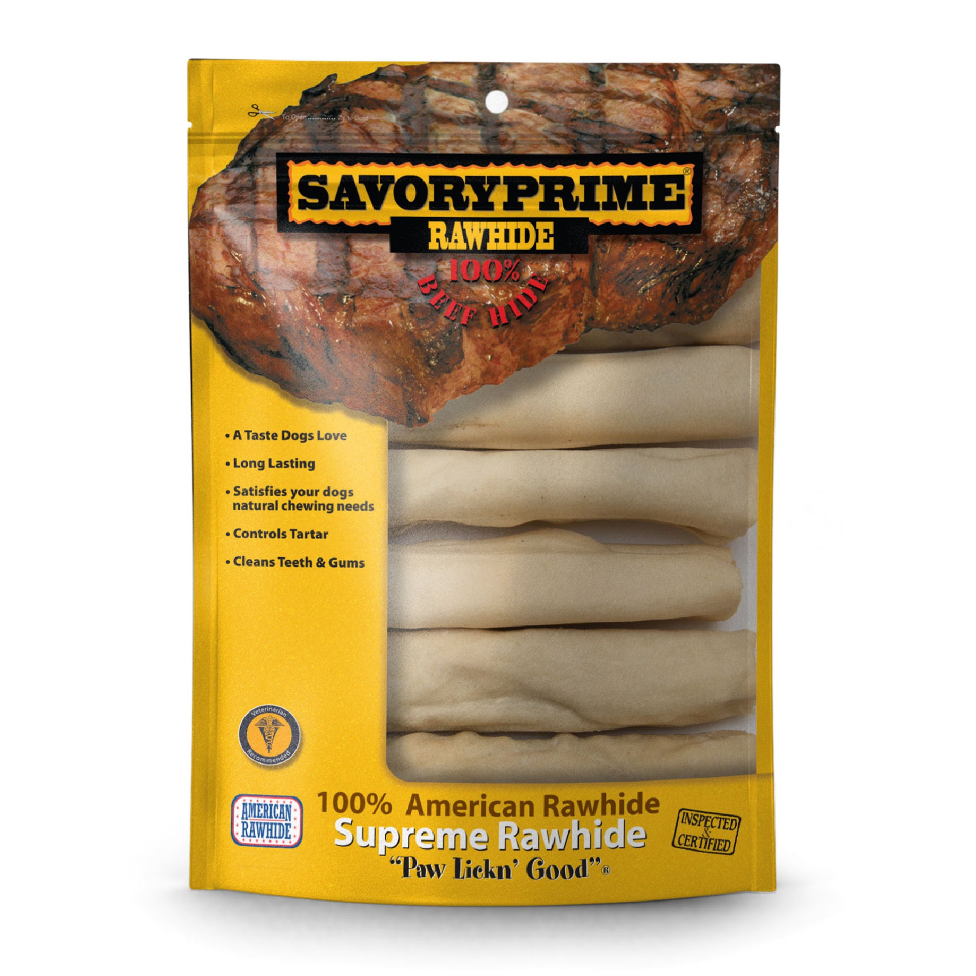 Savory Prime Supreme Rawhide Retriever Roll Natural 6 in, 6 pk 810359009902