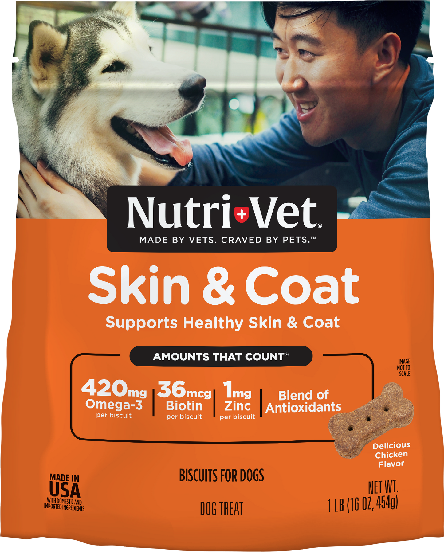 Nutri-Vet Skin & Coat Dog Biscuits Chicken 16 oz 669125001844