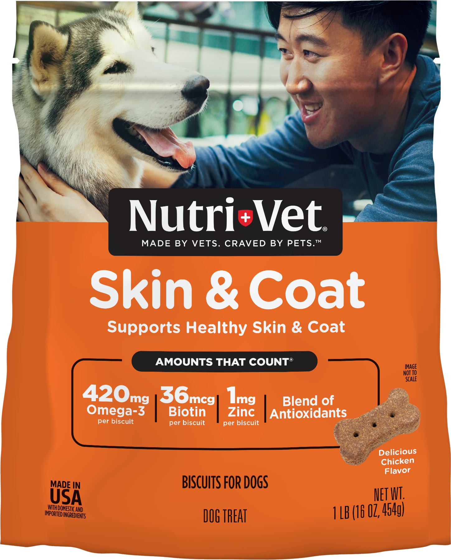 Nutri-Vet Skin & Coat Dog Biscuits Chicken 16 oz 669125001844