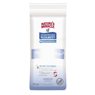 Nature's Miracle Sunkissed Breeze Deodorizing Bath Wipes for Dogs 100 ct 018065984753
