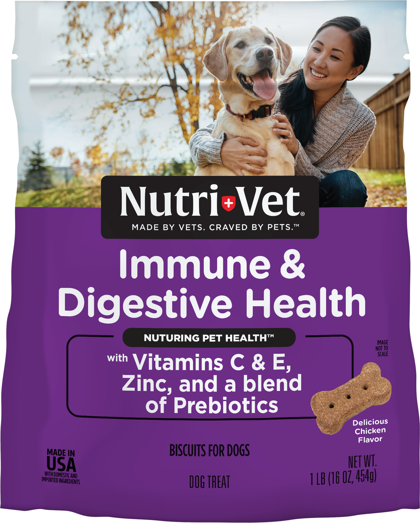 Nutri-Vet Immune and Digestive Health Dog Biscuits Chicken 16 oz 669125001851
