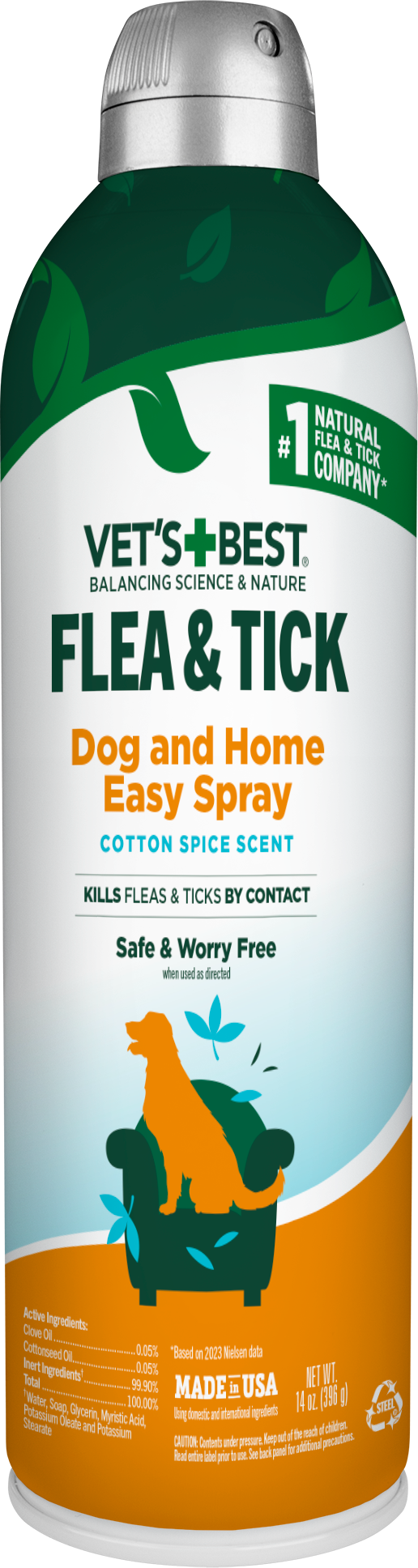 Vet's Best Flea & Tick Dog and Home Spray Cotton Spice Scent 14 oz 010279001394