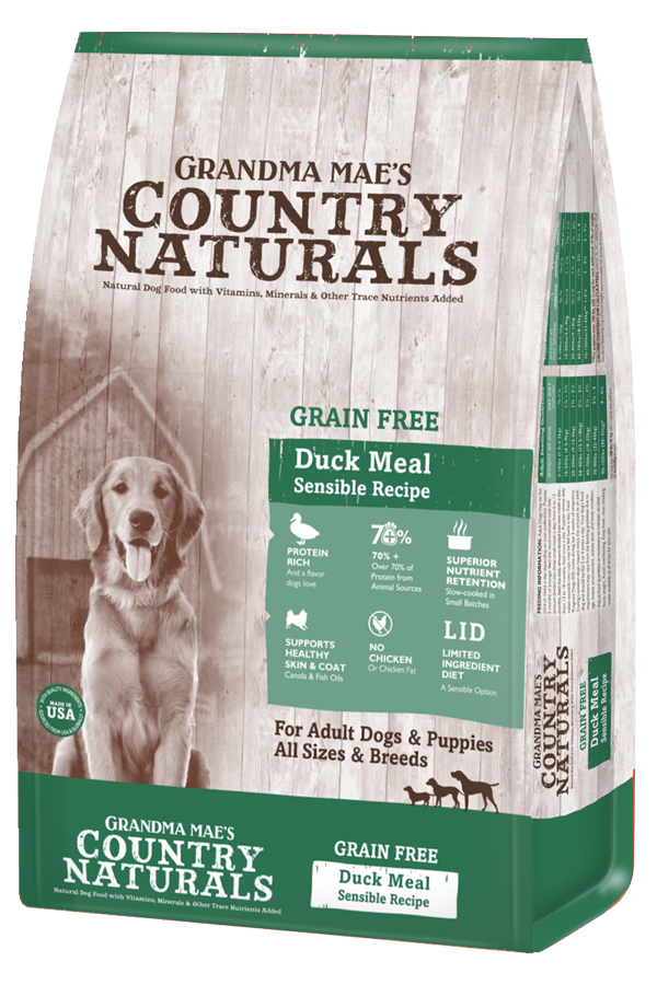 Grandma Mae's Country Naturals Grain Free LID Dry Dog Food Duck Meal Sensible 23 lb 850042318676