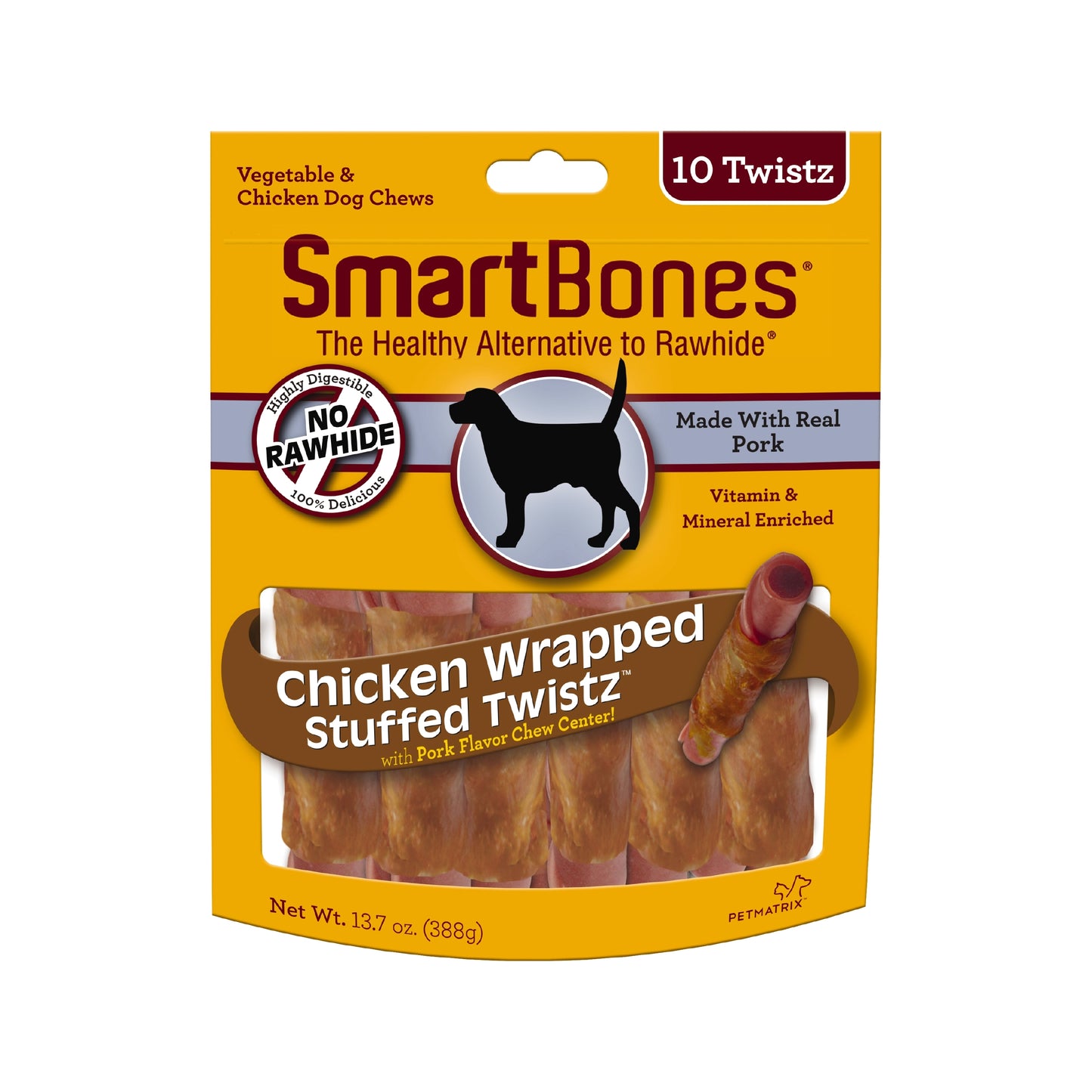 SmartBones Chicken Wrapped Stuffed Twistz Dog Treat Chicken & Pork 10 pk 810833020690