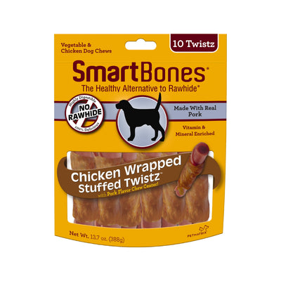 SmartBones Chicken Wrapped Stuffed Twistz Dog Treat Chicken & Pork 10 pk 810833020690