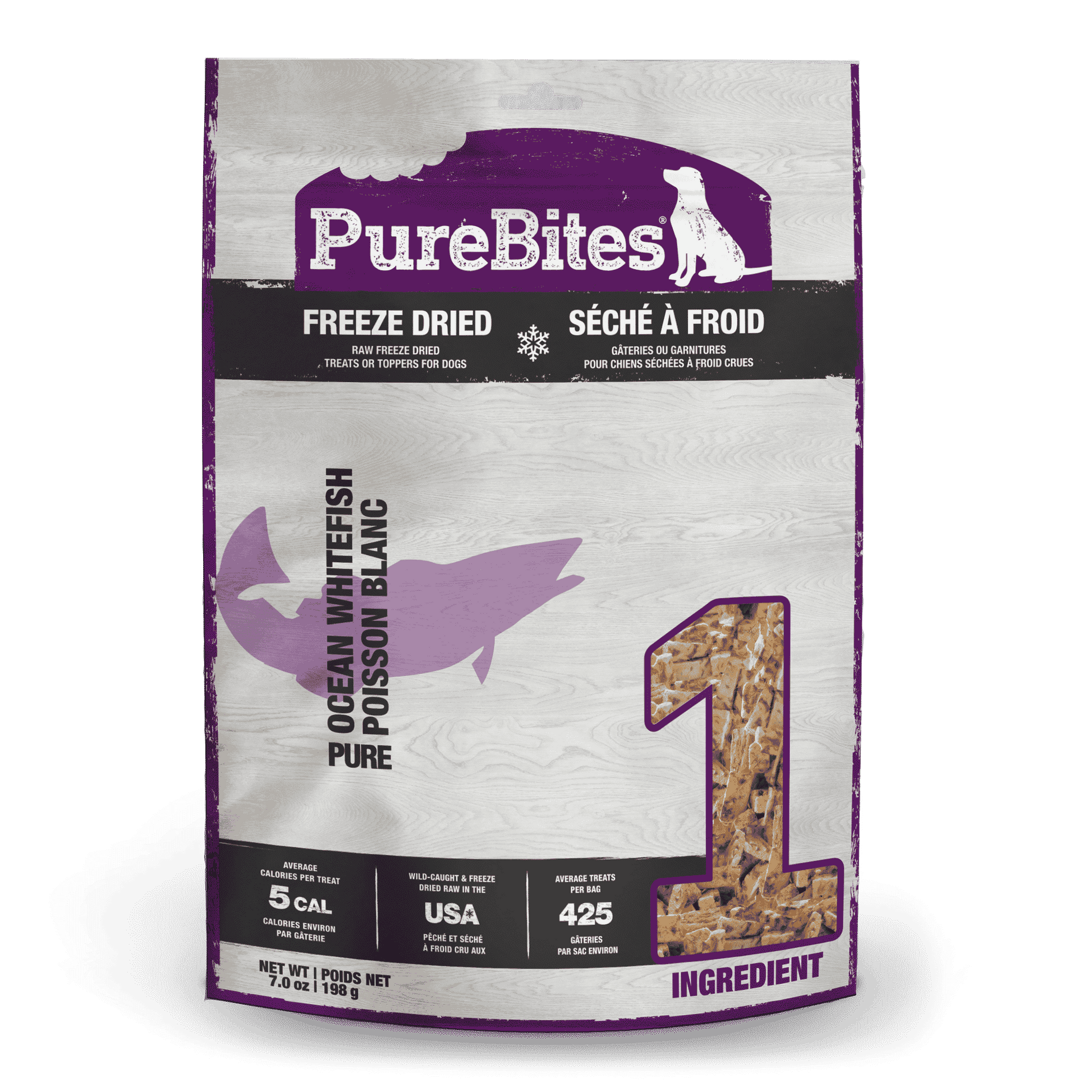 PureBites Freeze Dried Pure Dog Treats Ocean Whitefish 7 oz 878968000352