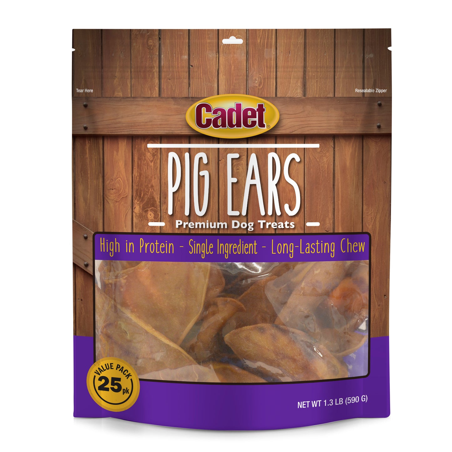 Cadet Natural Pig Ears for Dogs Original 1.3 lb (25 ct) (pk Of 1) 768303008764