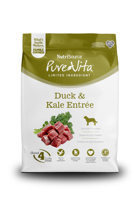 NutriSource PureVita LID Dry Dog Food Duck & Kale 4 lb 073893179405