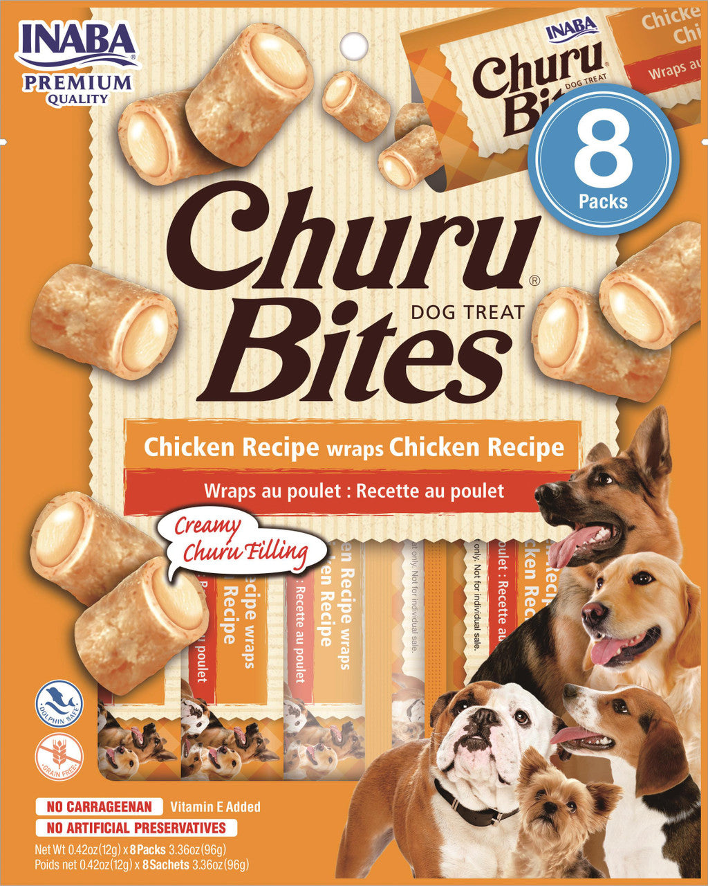 Inaba Dog Churu Bites Chicken Recipe Wraps Treat 6 / 4.2 oz 10850006715548